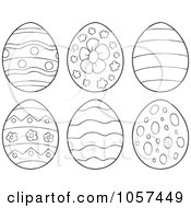 Poster, Art Print Of Digital Collage Of Outlined Patterned Easter Eggs