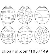 Royalty Free Vector Clip Art Illustration Of A Digital Collage Of Outlined Patterned Easter Eggs