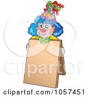 Royalty Free Vector Clip Art Illustration Of A Circus Clown With A Blank Board