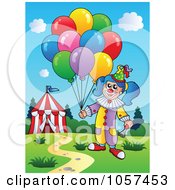 Poster, Art Print Of Female Circus Clown With Balloons By A Tent