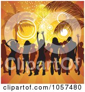 Poster, Art Print Of Silhouetted People Partying On A Beach
