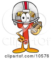 Clipart Picture Of A Paint Brush Mascot Cartoon Character In A Helmet Holding A Football by Mascot Junction