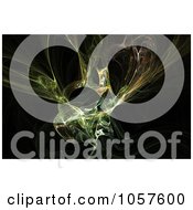 Royalty Free CGI Clip Art Illustration Of A Background Of A Green Smoke Fractal On Black