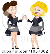 Royalty Free Vector Clip Art Illustration Of Graduation Pinup Women Toasting by BNP Design Studio