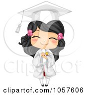 Cute Graduate Girl Holding Her Diploma And Smiling