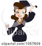 Royalty Free Vector Clip Art Illustration Of A Brunette Graduate Pinup Woman Grabbing Her Tassel