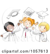 Poster, Art Print Of Graduate Kids Tossing Their Caps