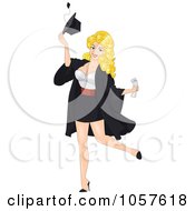 Poster, Art Print Of Blond Pinup Woman Tossing Her Graduation Cap