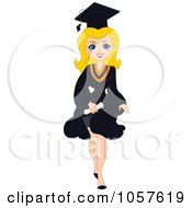 Poster, Art Print Of Blond Graduation Pinup Woman Walking