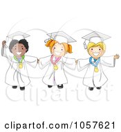 Poster, Art Print Of Graduate Kids Holding Hands And Wearing Medals