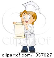 Poster, Art Print Of Graduate Boy Facing Left And Holding A Scroll