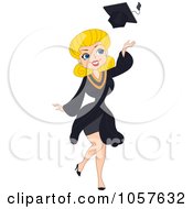 Poster, Art Print Of Blond Graduation Pinup Woman Tossing Her Cap