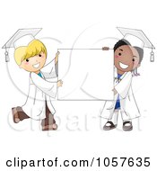 Royalty Free Vector Clip Art Illustration Of Cute Graduate Kids Holding A Sign