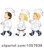 Royalty Free Vector Clip Art Illustration Of Three Graduate Kids Walking