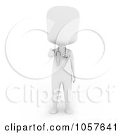 Poster, Art Print Of 3d Ivory Man Wearing A Stethoscope