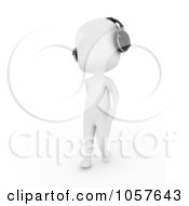 Royalty Free CGI Clip Art Illustration Of A 3d Ivory Man Wearing Head Phones 1