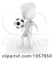 Royalty Free CGI Clip Art Illustration Of A 3d Ivory Man Playing Soccer 1