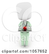Poster, Art Print Of 3d Ivory Surgeon Holding An Apple On A Tray