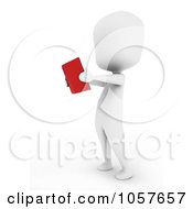 Royalty Free CGI Clip Art Illustration Of A 3d Ivory Man Reading A Book 2