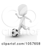 Royalty Free CGI Clip Art Illustration Of A 3d Ivory Man Playing Soccer 2