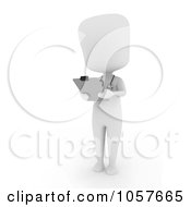 Royalty Free CGI Clip Art Illustration Of A 3d Ivory Doctor Looking Over A Chart