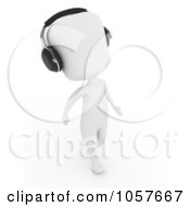Royalty Free CGI Clip Art Illustration Of A 3d Ivory Man Wearing Head Phones 2