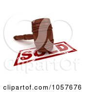 3d Gavel On A Sold Stamp - 1