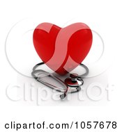 3d Red Heart With A Stethoscope - 2