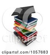 Poster, Art Print Of 3d Graduation Cap On School Books