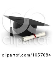 Poster, Art Print Of 3d Graduation Cap And Diploma