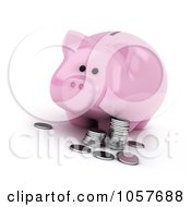 Poster, Art Print Of 3d Piggy Bank With Silver Rounds