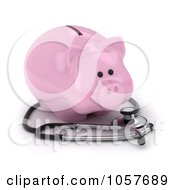Poster, Art Print Of 3d Piggy Bank With A Stethoscope