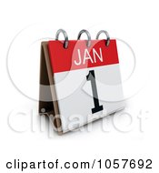 Royalty Free CGI Clip Art Illustration Of A 3d New Years Day Calendar