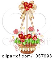 Hanging Basket Of Red Tulip Flowers