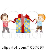 Poster, Art Print Of Two Kids Opening A Big Gift