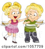 Royalty Free Vector Clip Art Illustration Of A Girl Smearing Frosting Ok A Boys Cheek