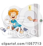 Royalty Free Vector Clip Art Illustration Of A Boy Stealing Toilet Paper From A Restroom