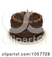 Poster, Art Print Of 3d Chocolate Birthday Cake With Spiral Candles