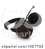 Poster, Art Print Of 3d Pair Of Headphones With A Boom
