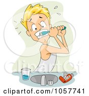 Royalty Free Vector Clip Art Illustration Of A Boy Discovering That His Toothpaste Has Been Replaced With Super Glue