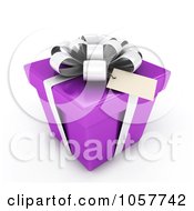Royalty Free CGI Clip Art Illustration Of A 3d Purple Gift Box With A White Ribbon And Bow