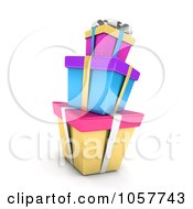 Poster, Art Print Of Royalty-Free Cgi Clip Art Illustration Of A 3d Stack Of Colorful Birthday Gift Boxes