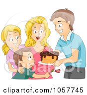 Poster, Art Print Of Family Giving A Birthday Cake To A Woman
