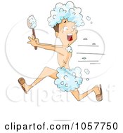 Royalty Free Vector Clip Art Illustration Of A Running Man Covered In Bubbles