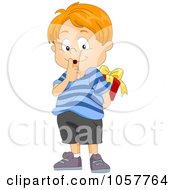 Poster, Art Print Of Secretive Boy Hiding A Gift Behind His Back