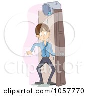 Poster, Art Print Of Man Soaked From A Bucket Of Water In A Doorway