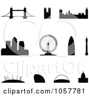 Poster, Art Print Of Digital Collage Of Silhouetted London Landmarks