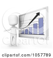 Royalty Free CGI Clip Art Illustration Of A 3d Ivory Man Discussing A Bar Graph by BNP Design Studio