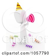 Poster, Art Print Of 3d Ivory Man Using A Megaphone At Birthday Party