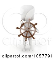 3d Ivory Man Captain Holding A Steering Wheel